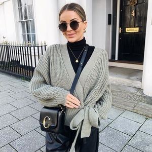 zara cropped belted cardigan